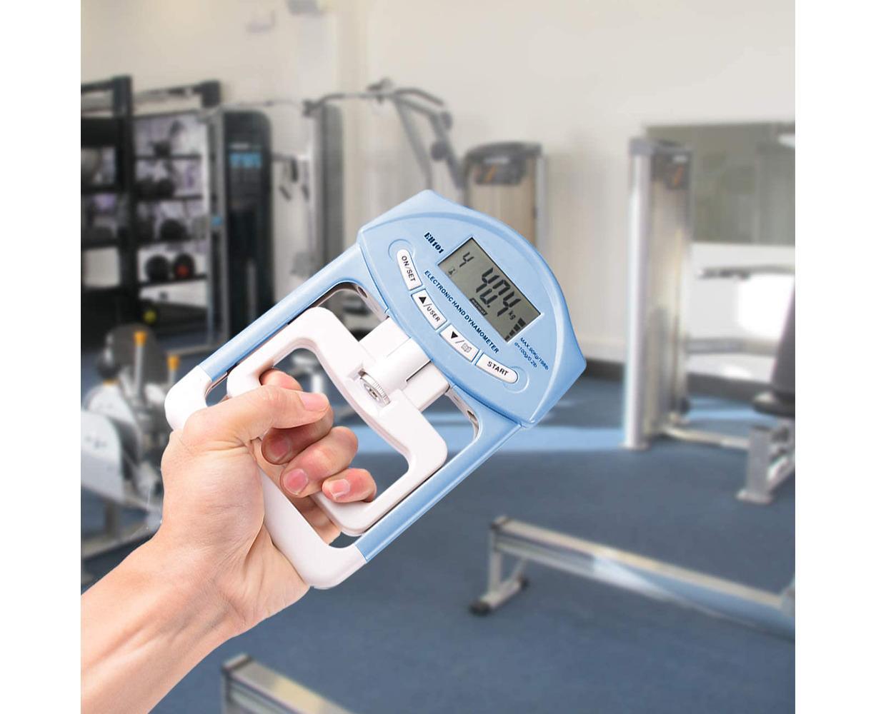 Digital Hand Dynamometer Grip Strength Measurement Meter Auto Capturing Electronic Hand Grip Power - Blue