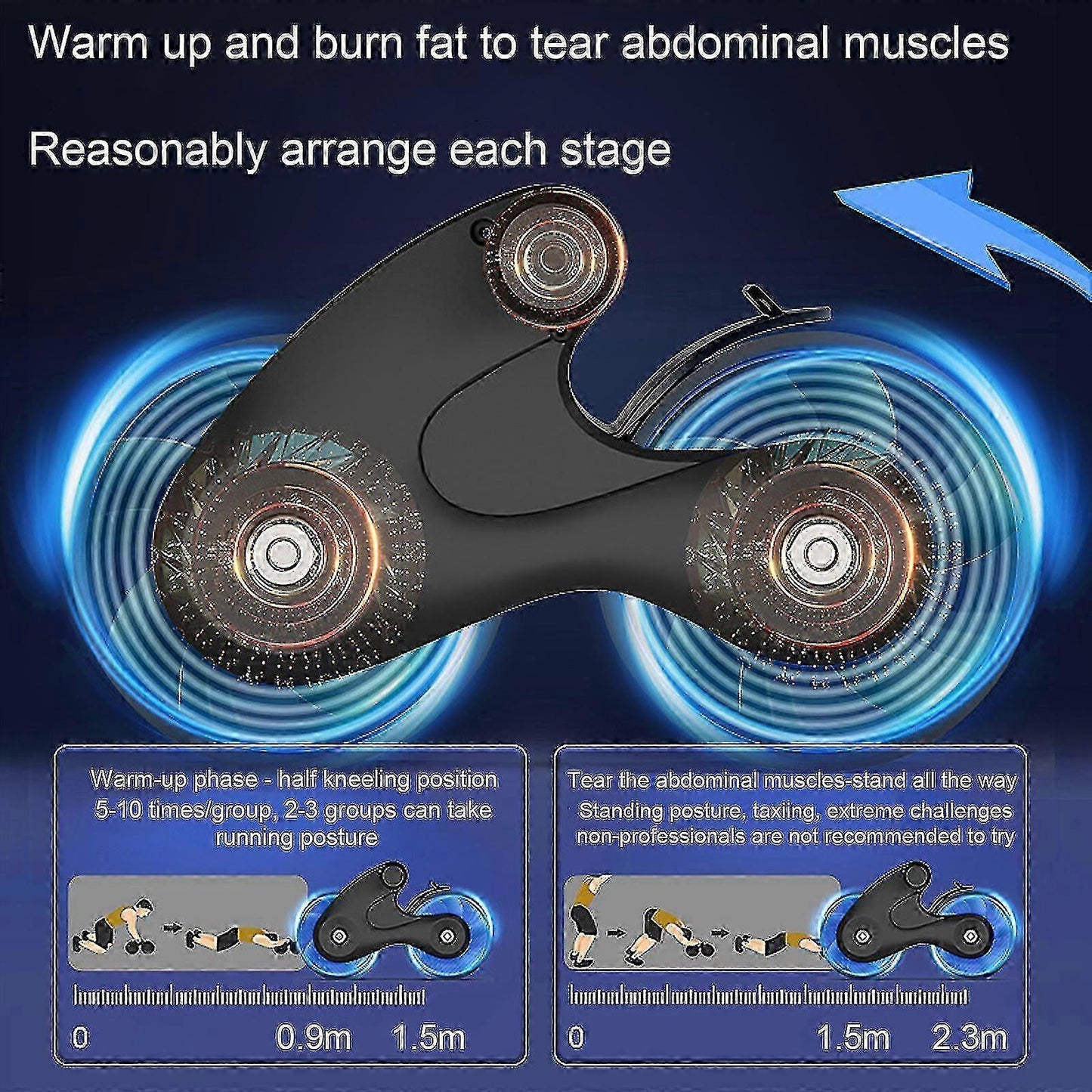 Ab Roller Wheel with Anti-Slip Grip & Auto Rebound, Home Gym Equipment