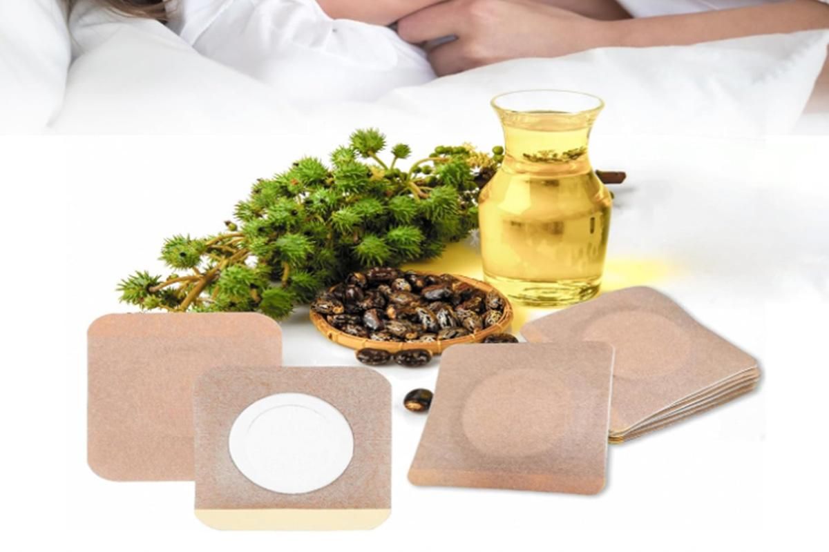 100PCS Disposable Castor Oil Patches Self-Adhesive Castor Oil Pack Belly Wrap for Waist Back Neck Arm
