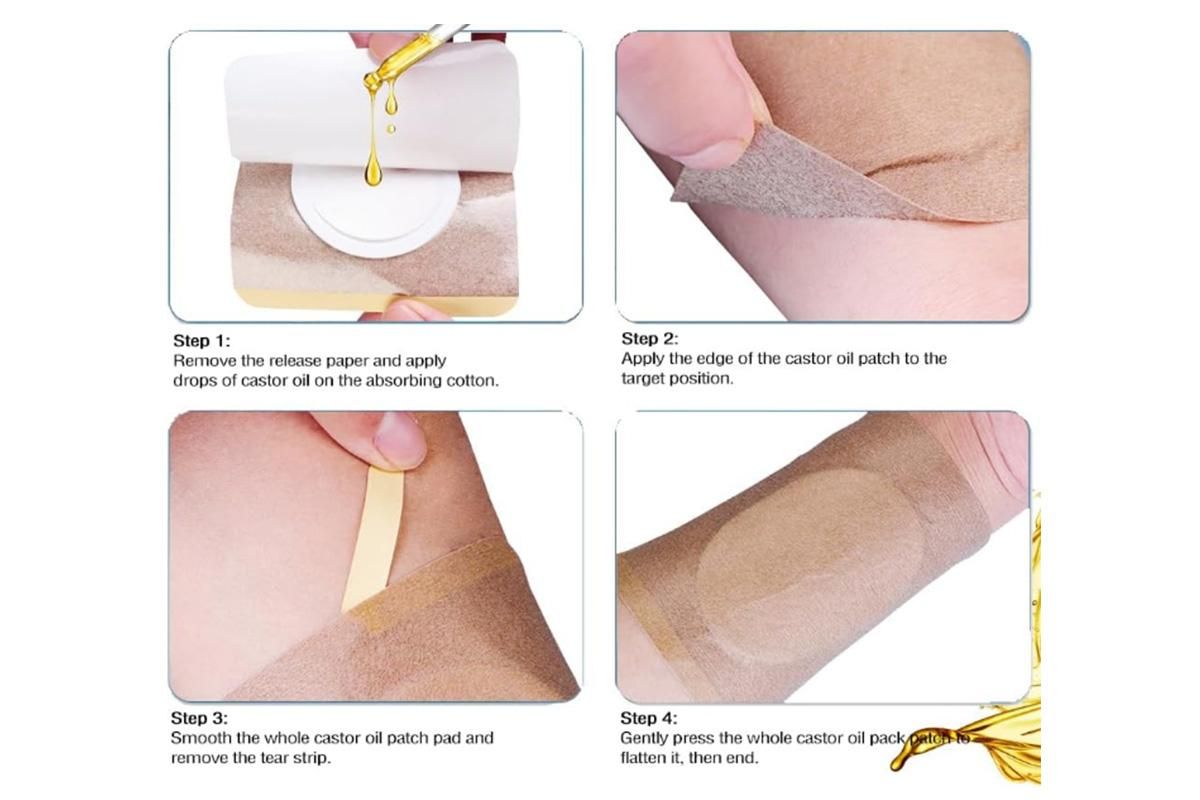100PCS Disposable Castor Oil Patches Self-Adhesive Castor Oil Pack Belly Wrap for Waist Back Neck Arm