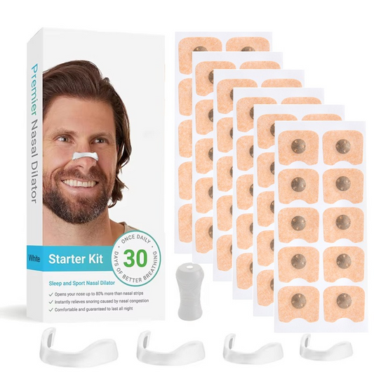 Square Magnetic Nose Clip Set: Anti-Snoring and Breathing-Enhancing Nose Patches—Breathing Aid for Sleep and Exercise—White