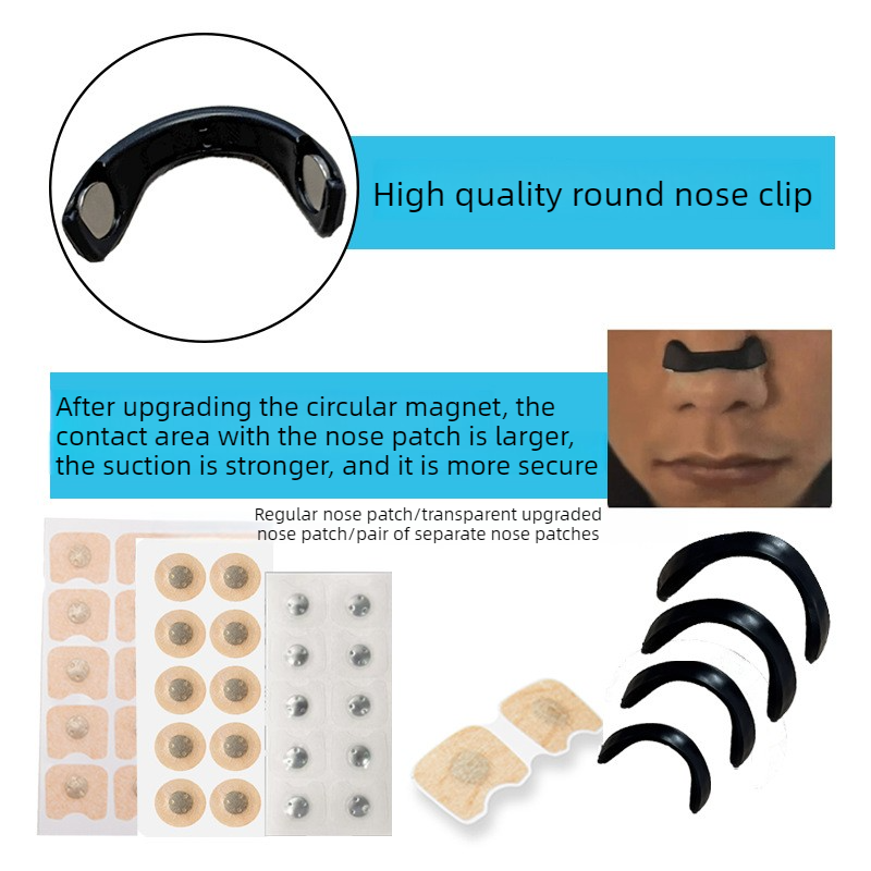 Round Magnetic Nose Clip Set - Anti-Snoring Nasal Breathing Aid (White)