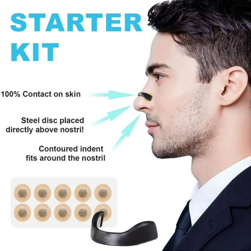 Round Magnetic Nose Clip Set - Anti-Snoring Nasal Breathing Aid (White)
