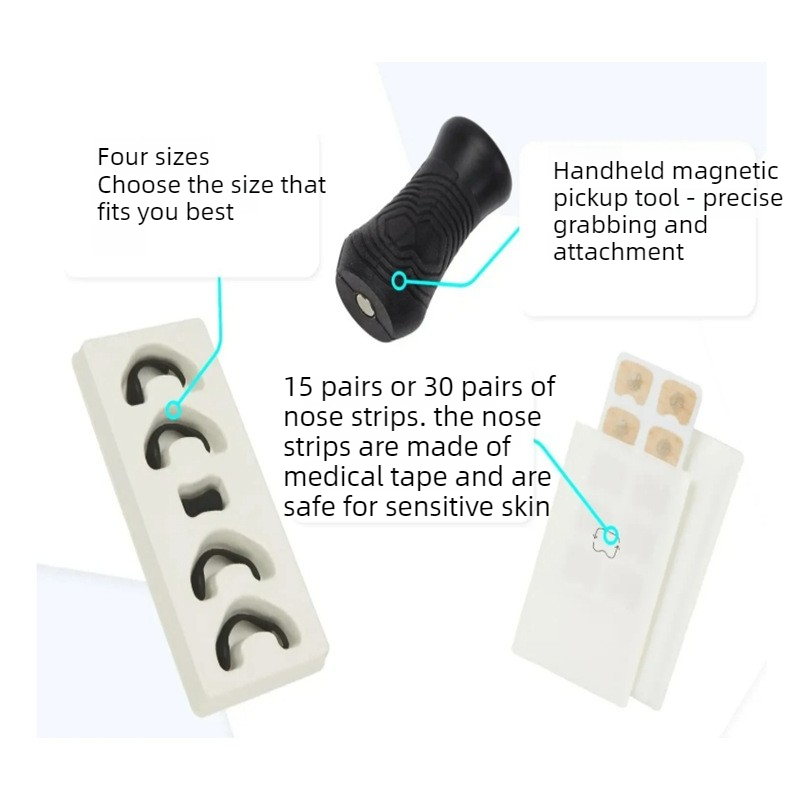 Round Magnetic Nose Clip Set - Anti-Snoring Nasal Breathing Aid (White)