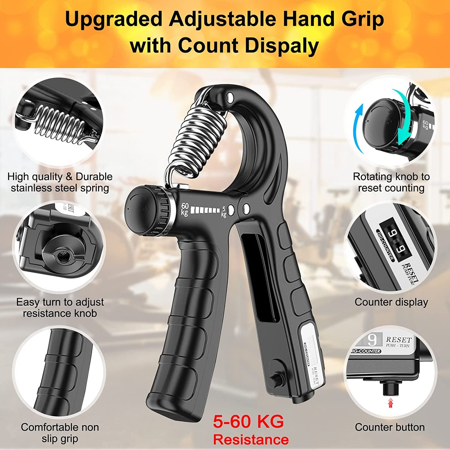 Adjustable Hand Grip Strengthener 2-Pack - Wrist Rehabilitation 5-60kg