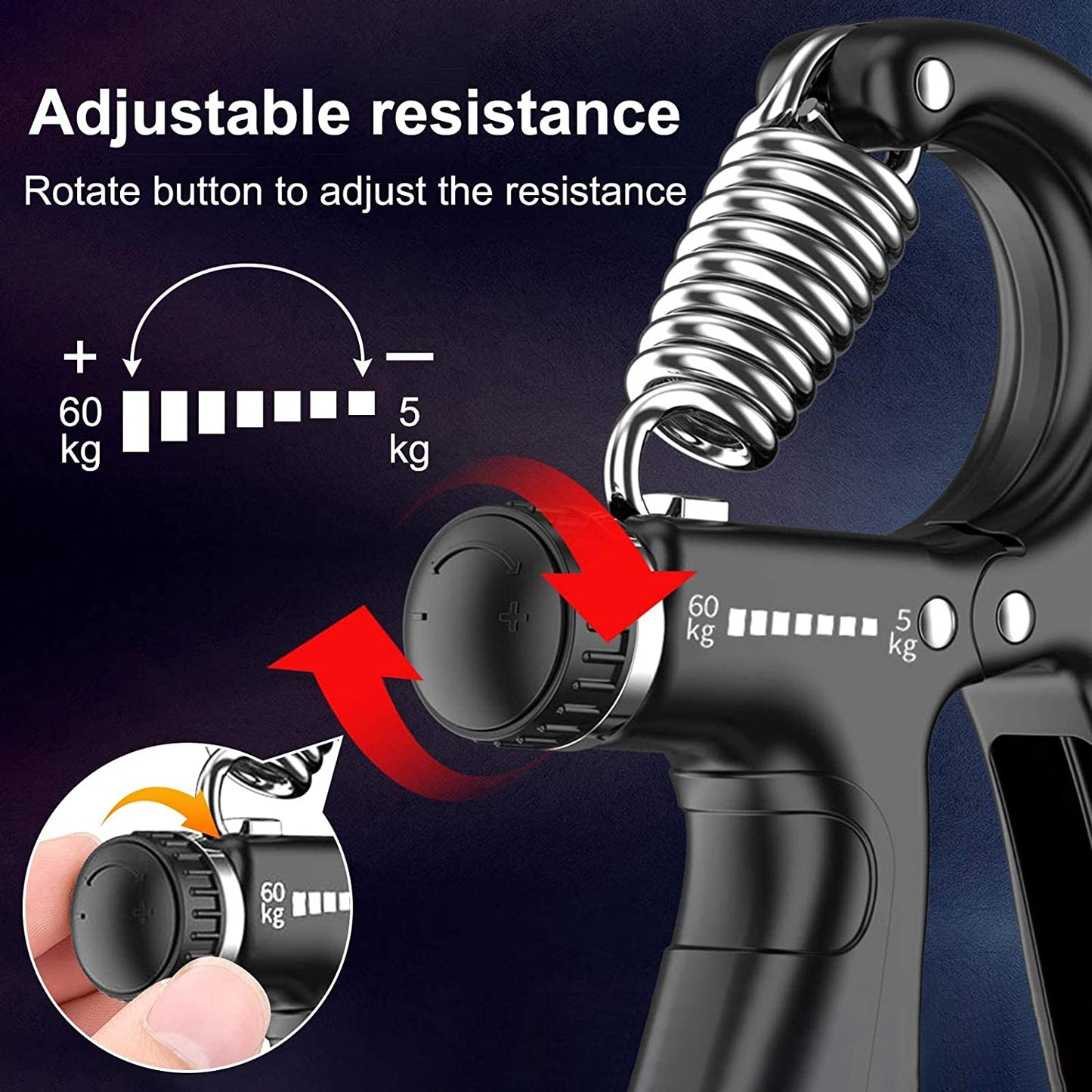 Adjustable Hand Grip Strengthener 2-Pack - Wrist Rehabilitation 5-60kg