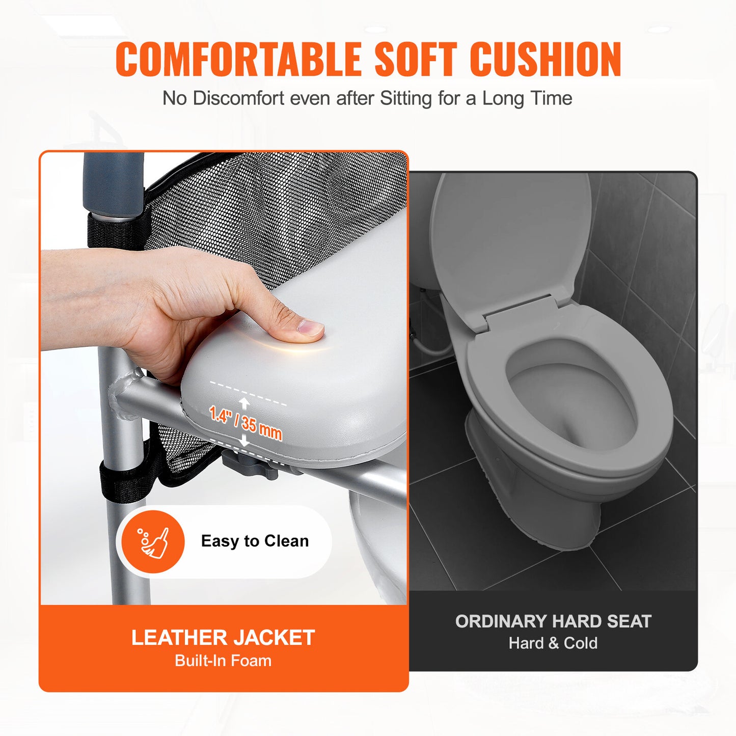 Adjustable Raised Toilet Seat with Cushion – Heavy Duty 150kg