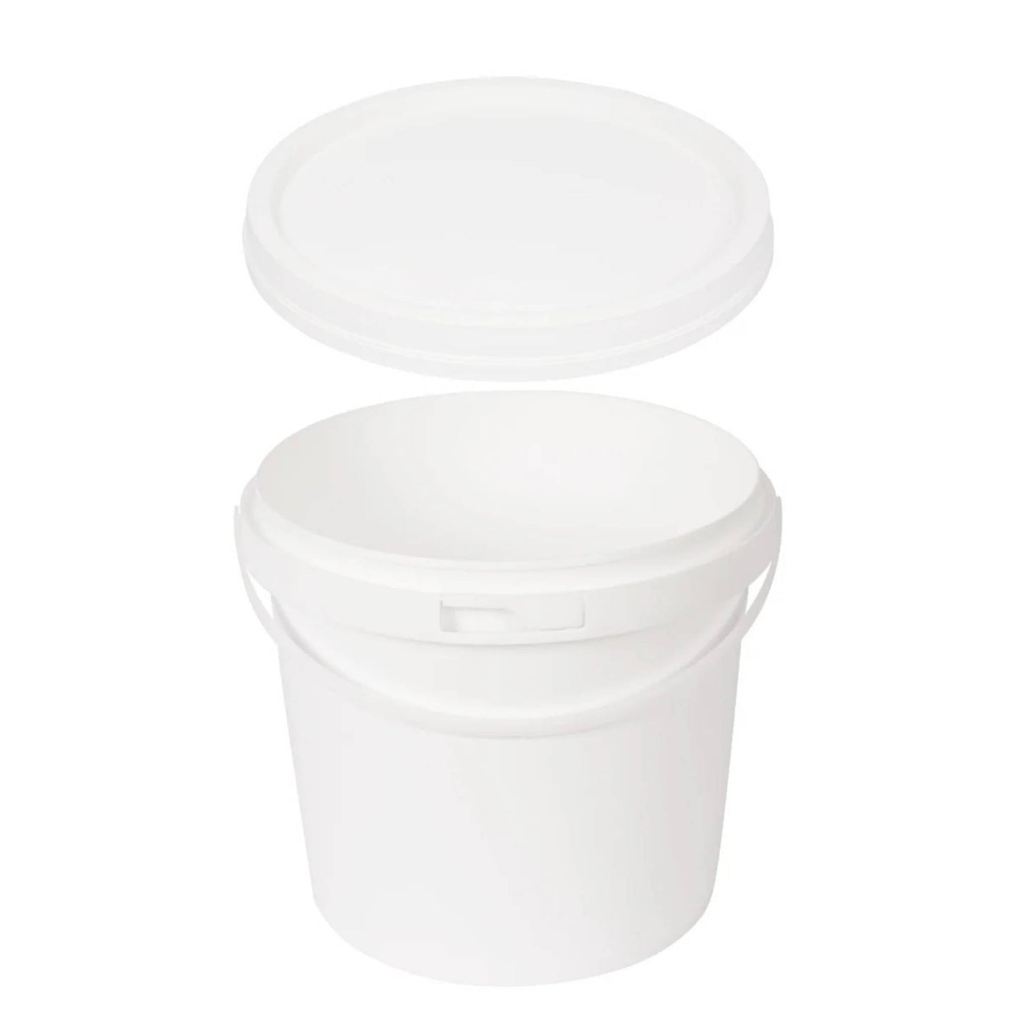 Bulk 10x 5L Plastic Buckets + Lids - Empty White With Handle Large Pail