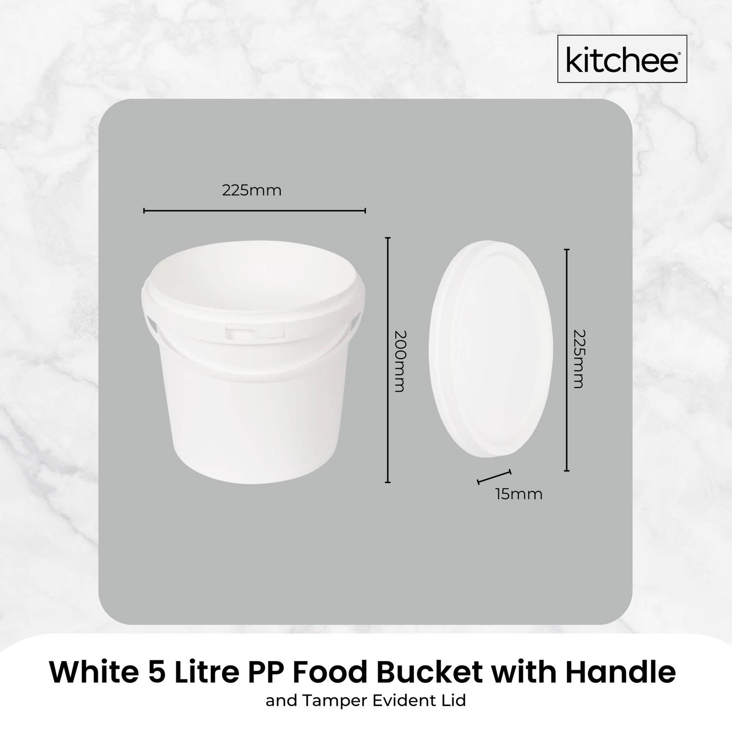 Bulk 10x 5L Plastic Buckets + Lids - Empty White With Handle Large Pail