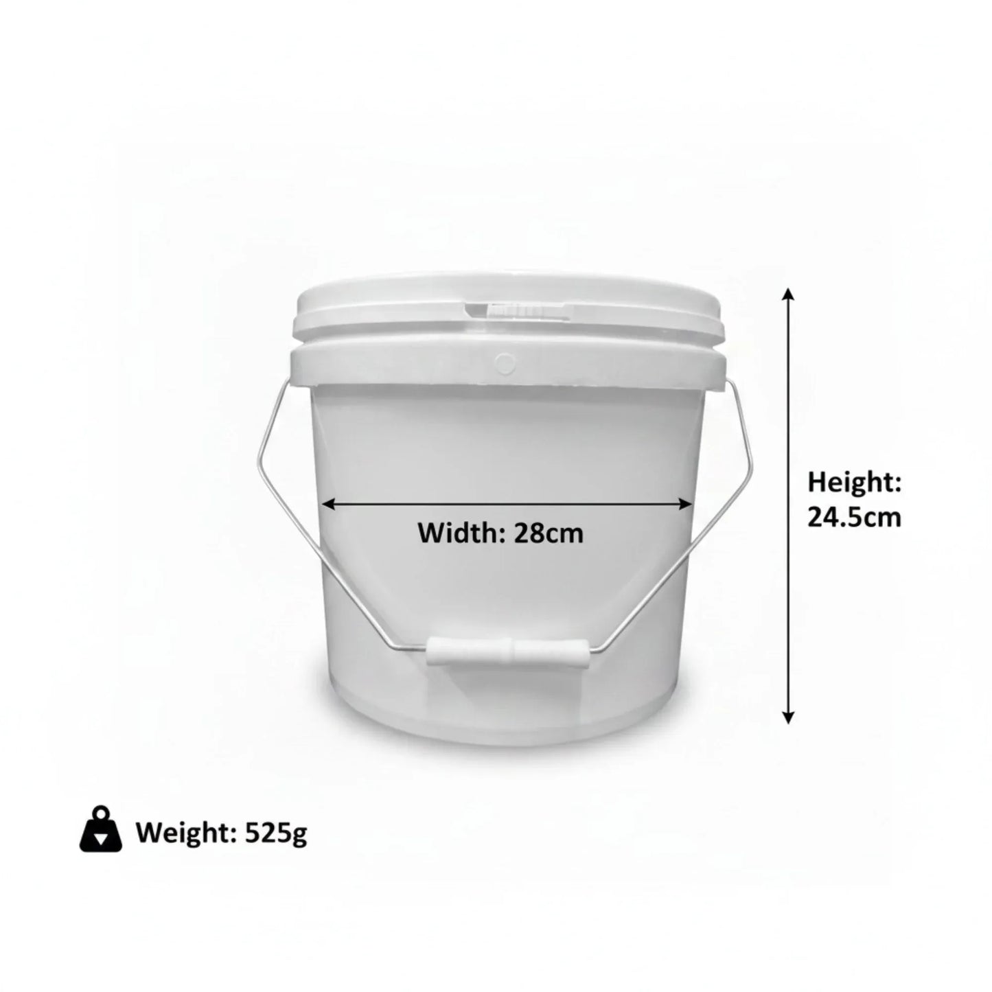 Kitchee Bulk 10x 10L Plastic Buckets + Lids - Empty White With Handle Large Pail