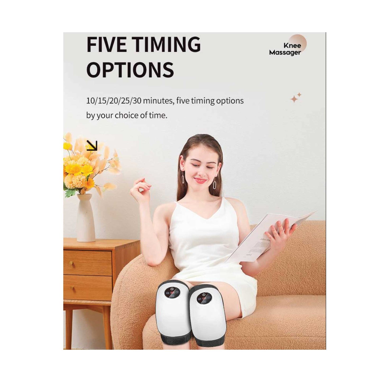 Pair of Electric Knee Massagers - Rechargeable Air Compression Heat Vibration Machine