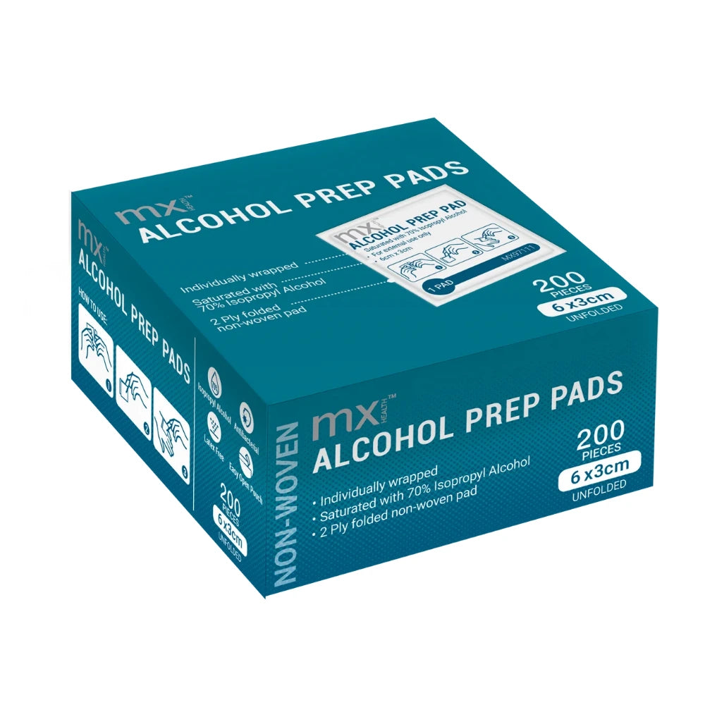 MX Health Alcohol Prep Pads 200 Pack – 70% Isopropyl Antiseptic Swabs for Injections & Skin Cleansing