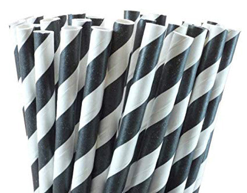1000-Pack Black White Biodegradable Eco Paper Drinking Straws - Bulk Party & Cafe