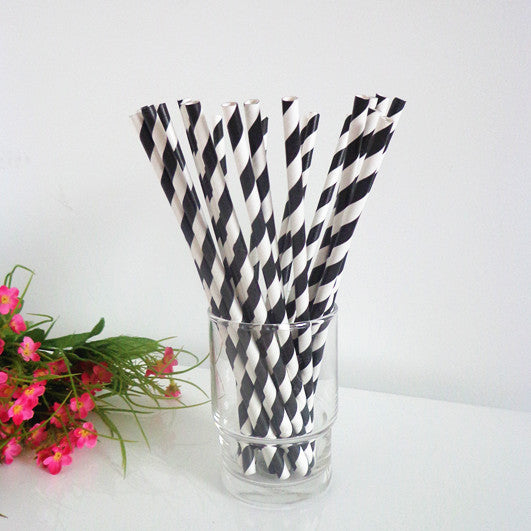 1000-Pack Black White Biodegradable Eco Paper Drinking Straws - Bulk Party & Cafe