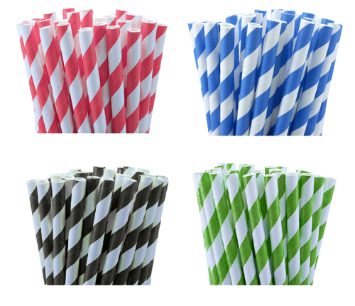 1000-Pack Black White Biodegradable Eco Paper Drinking Straws - Bulk Party & Cafe