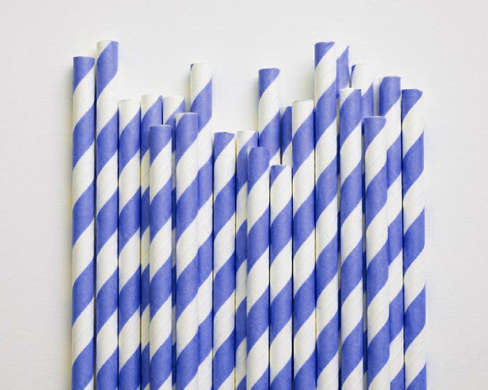 1000-Pack Blue White Biodegradable Eco Paper Drinking Straws - Bulk Party & Cafe