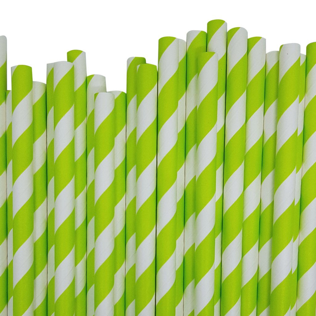 1000-Pack Green White Biodegradable Eco Paper Drinking Straws - Bulk Party & Cafe