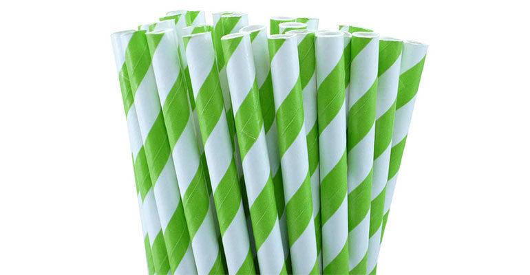 1000-Pack Green White Biodegradable Eco Paper Drinking Straws - Bulk Party & Cafe