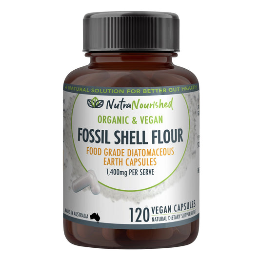 Fossil Shell Flour Capsules (120 Pills) - Vegan 1,400 mg Food Grade Diatomaceous Earth Supplement