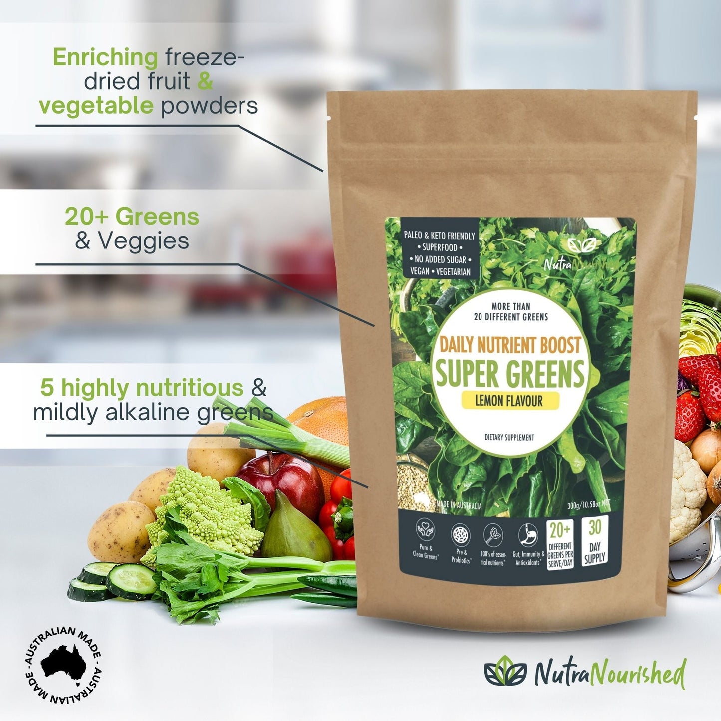 Vital Greens Super Greens Powder Superfood Blend Nutrients & Vitamins all-in-one