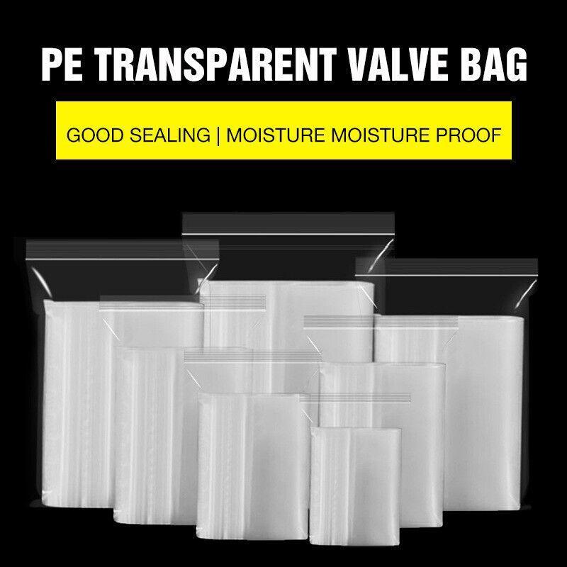 100PCS 100micron Bulk Clear Resealable PE Plastic Zip Bags - 23*33CM