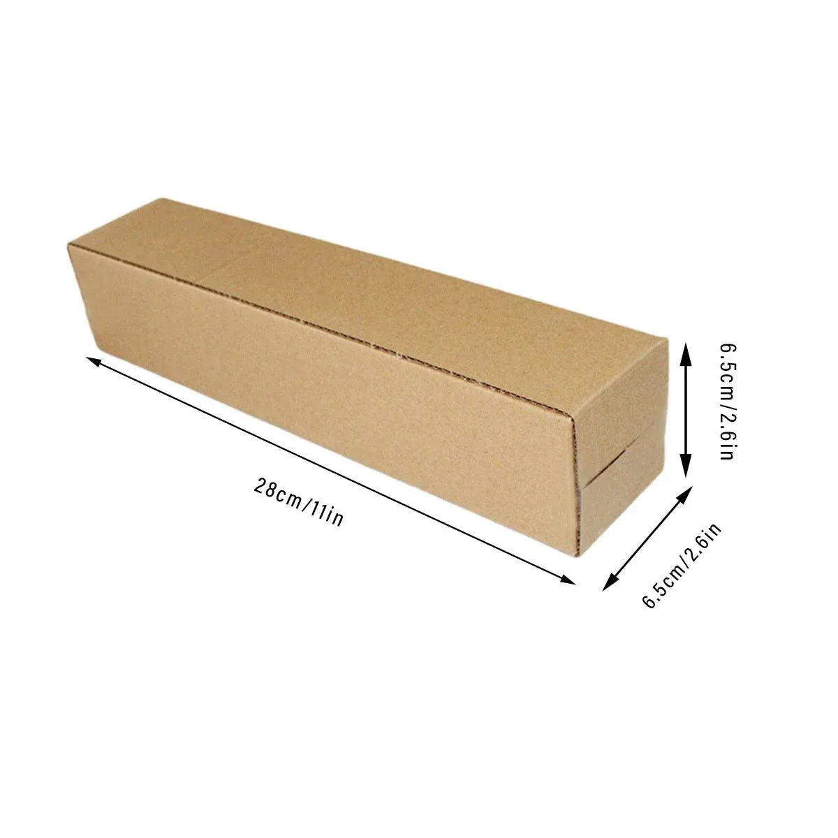 50pcs Long Strip Carton Flat Square Durable Shipping Boxes for Packaging Storage - 6.5cm x 6.5cm x 28cm