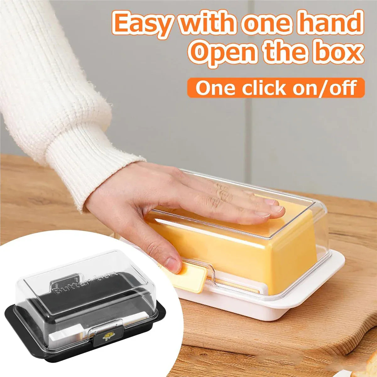 Butter Cheese Storage Box Kitchen Container with Lid Plastic Fridge Organizer - White
