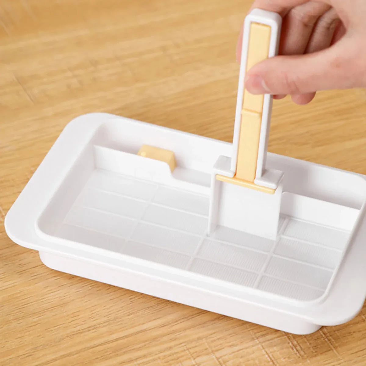 Butter Cheese Storage Box Kitchen Container with Lid Plastic Fridge Organizer - White