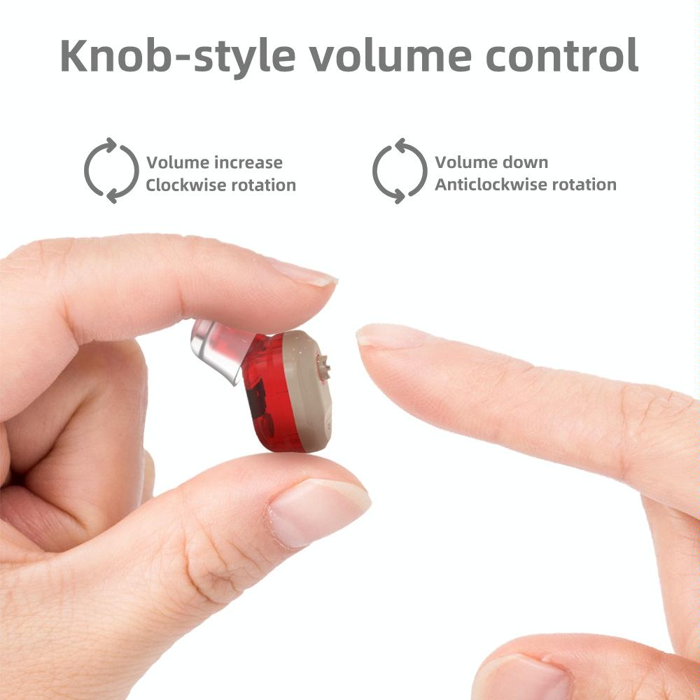 Mini In Ear Hearing Aid Usb Charging Red / Blue