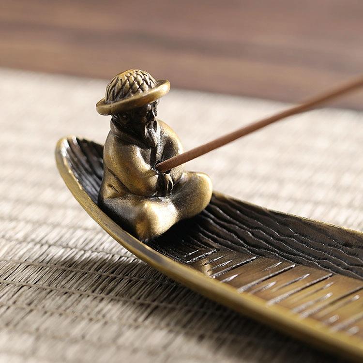 Fisherman Incense Burner with Ash Catcher and Stand - Fishing Boat