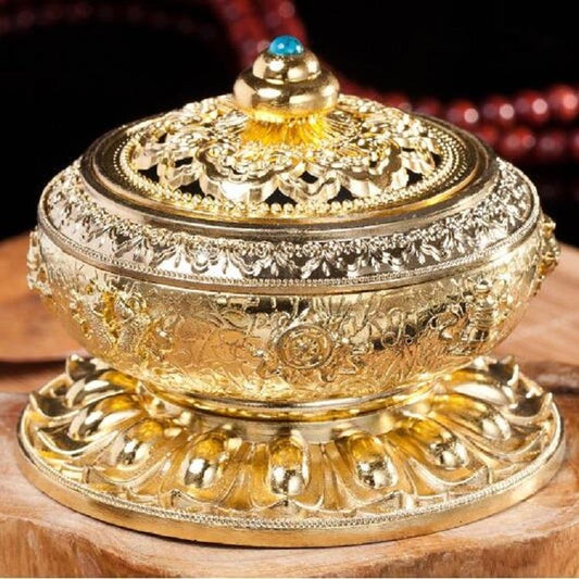 Medium Eight Treasure Incense Burner Decoration - Perfect for Home - Gold