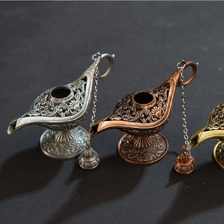 Metal Aladdin Magic Lamp Aromatherapy Home Decor Gift - Gold