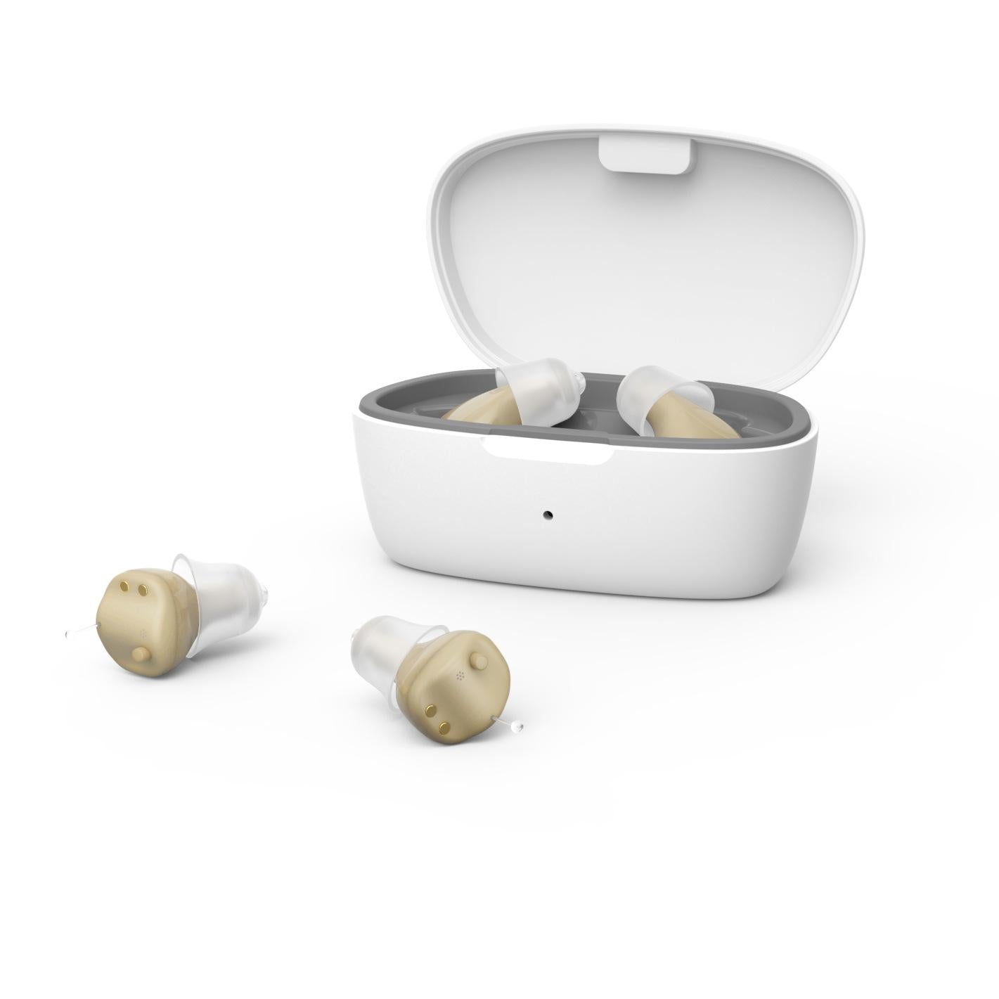 Z 68 In Ear Tws Hearing Aid With Charging Box Skin Color