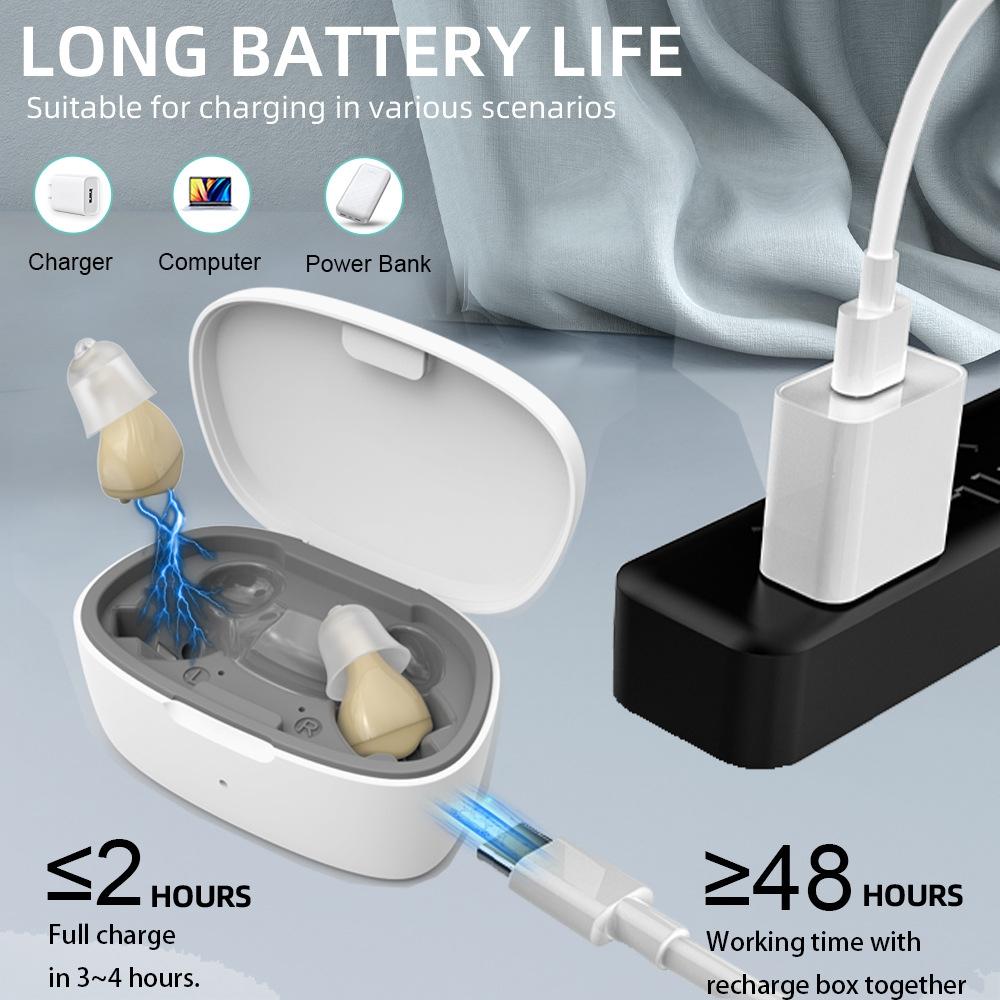 Z 68 In Ear Tws Hearing Aid With Charging Box Skin Color