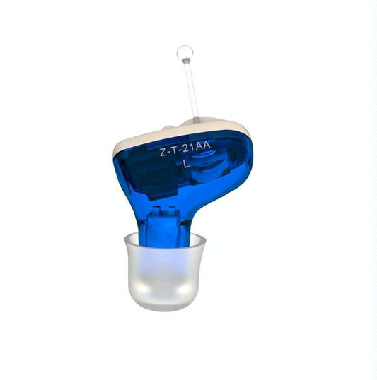 In Ear Hearing Aid For Elderly & Hearing Impaired - Blue Left Ear