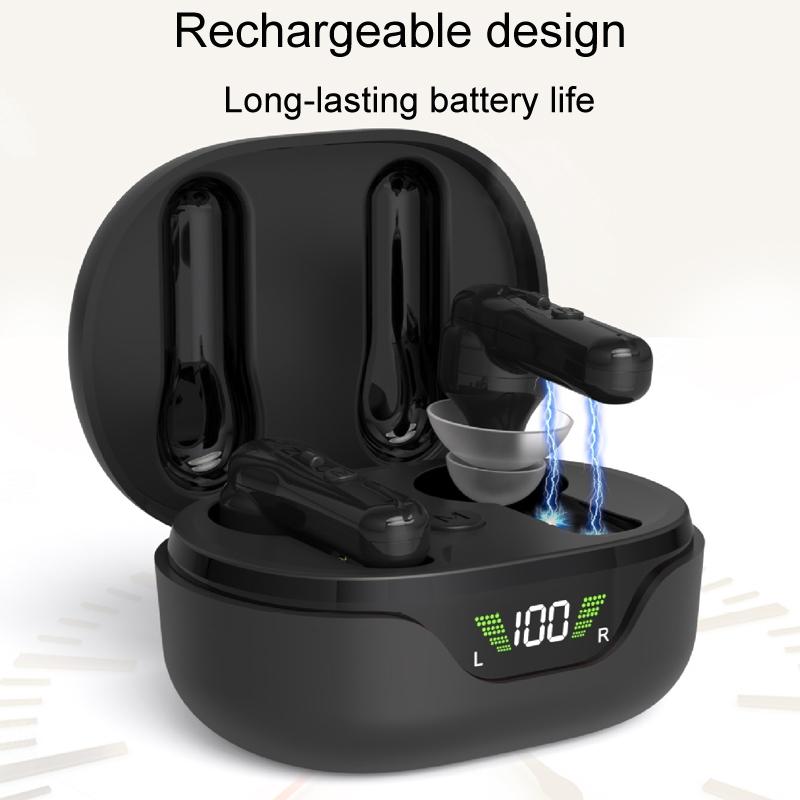 Rechargeable In Ear Hearing Aid Elderly Sound Amplifier Black