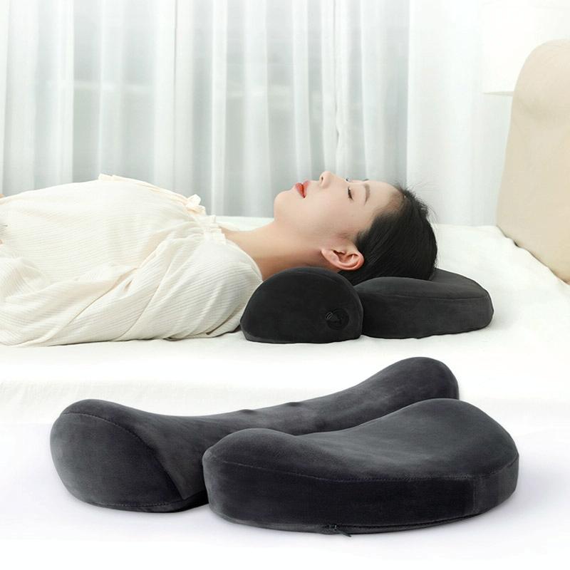 Deep Gray 3D Memory Foam Massage Pillow With Heating