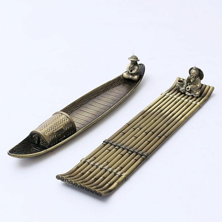 Fisherman Incense Burner with Ash Catcher and Stand - Bamboo Raft