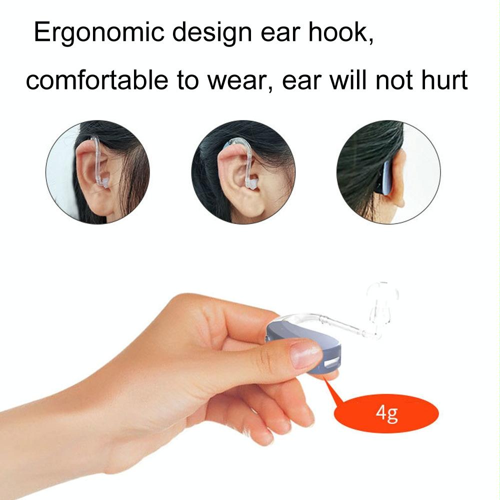 Digital Elderly Hearing Aid Rechargeable Sound Amplifier Black - Metal Blue