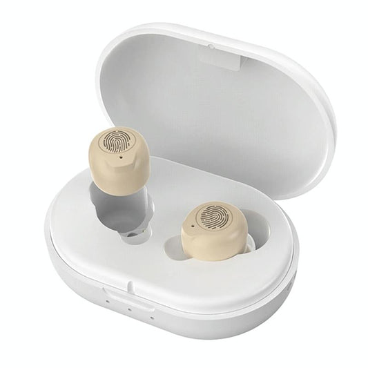 Wireless Magnetic Hearing Aid Elderly Sound Amplifier - Skin-Colour + White