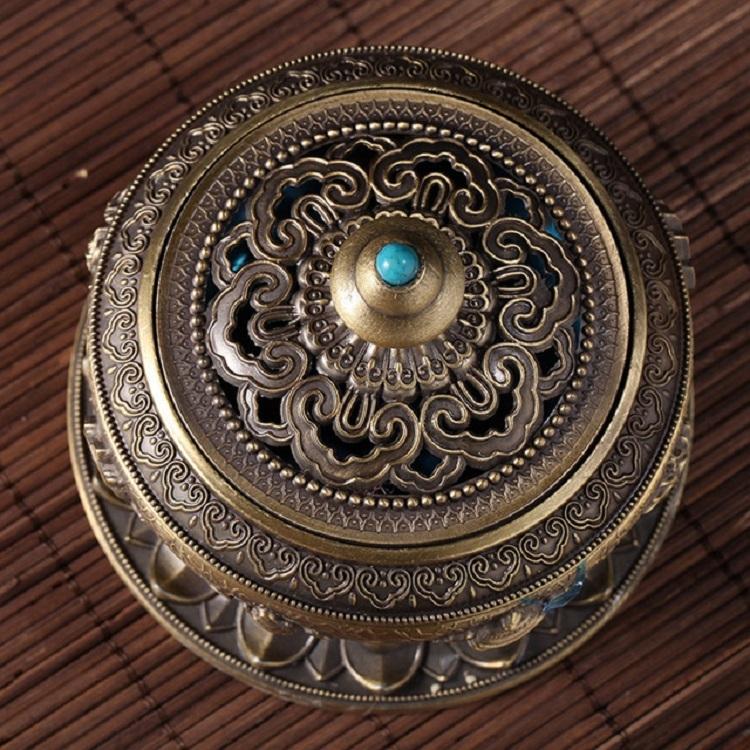 Large Pale Red Eight Treasure Incense Burner Decoration