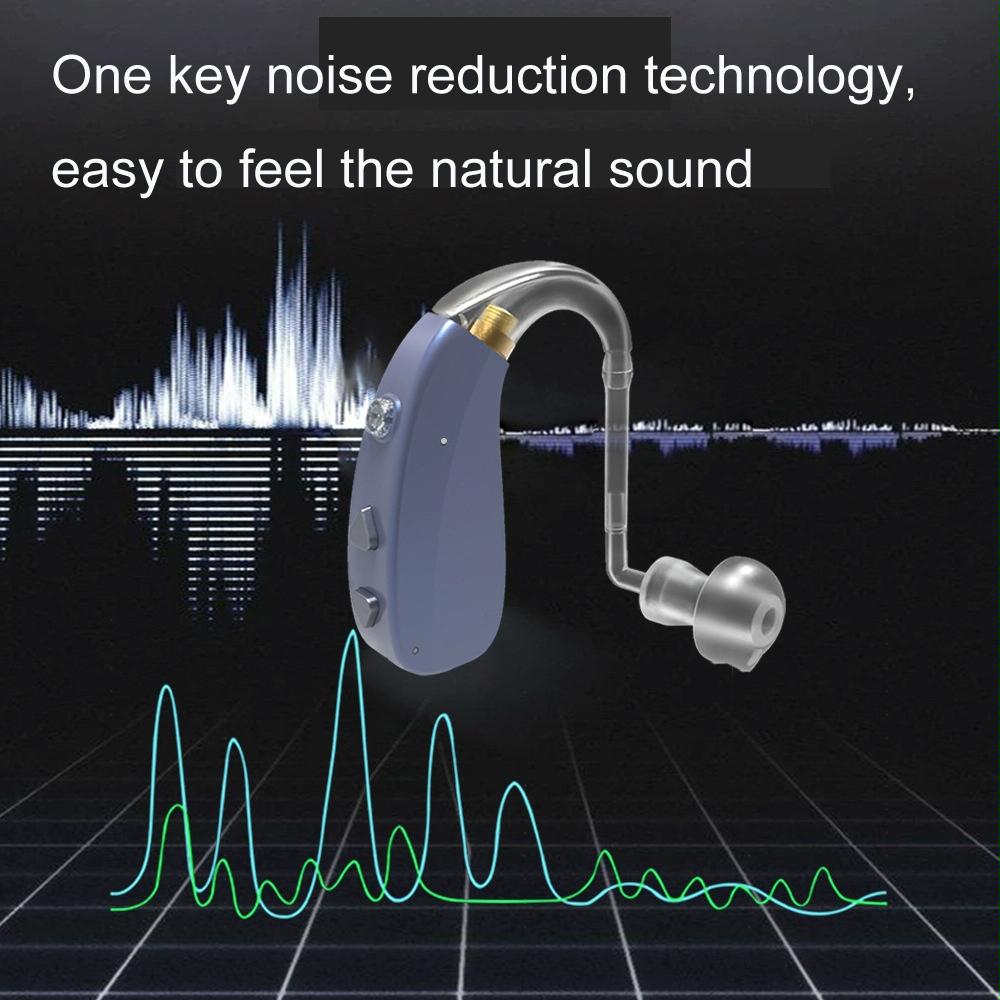 Digital Elderly Hearing Aid Rechargeable Sound Amplifier Black - Black