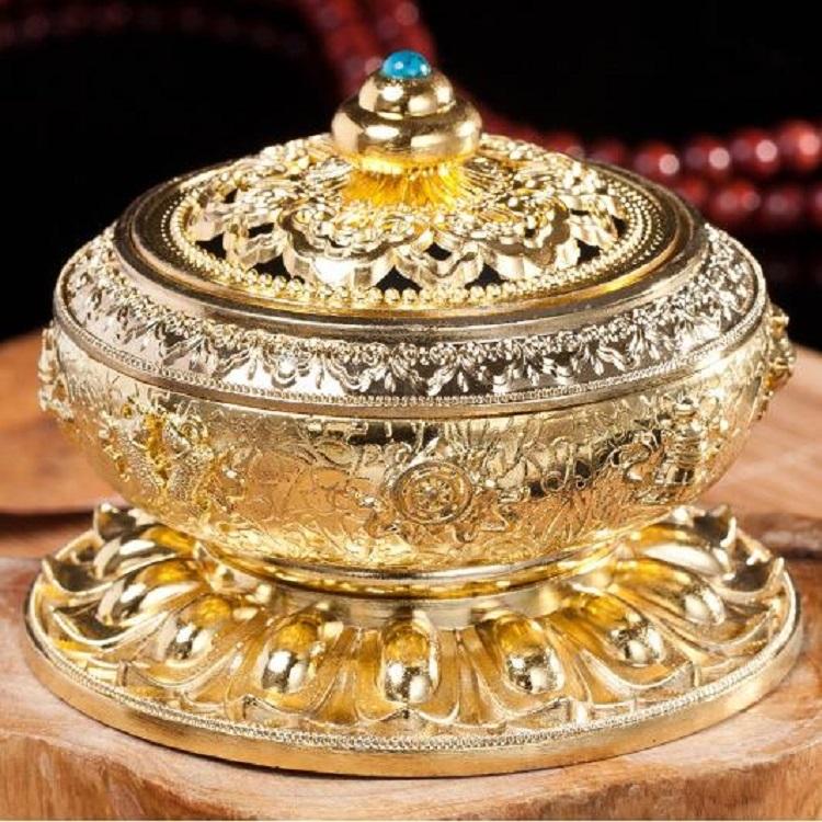 Medium Eight Treasure Incense Burner Decoration - Perfect for Home - Bronze