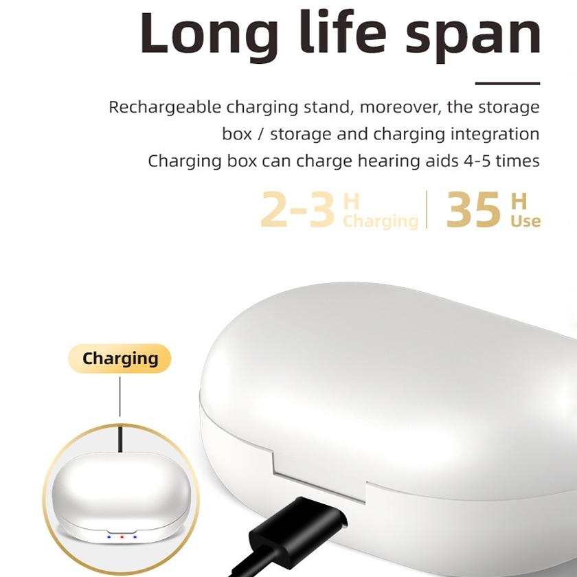 Wireless Magnetic Hearing Aid Elderly Sound Amplifier - Skin-Colour + Black