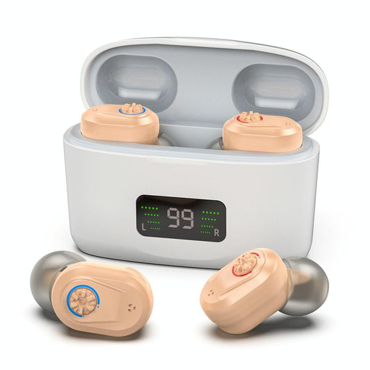 Digital Display In Ear Hearing Aid Earphone - Complexion