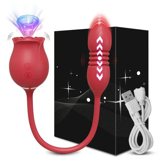 2 In 1 Clit Licking Vibrator for Women Thrusting Vagina Stimulator Female Masturbator - Gm45 Red