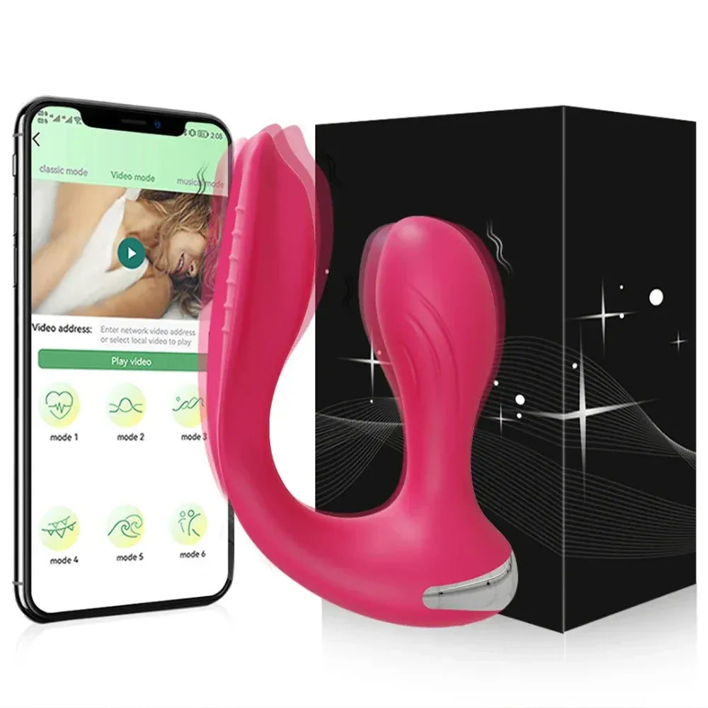 App Control Dual Ended Vibrator for Women Clit Anal Stimulation Couples - Purple