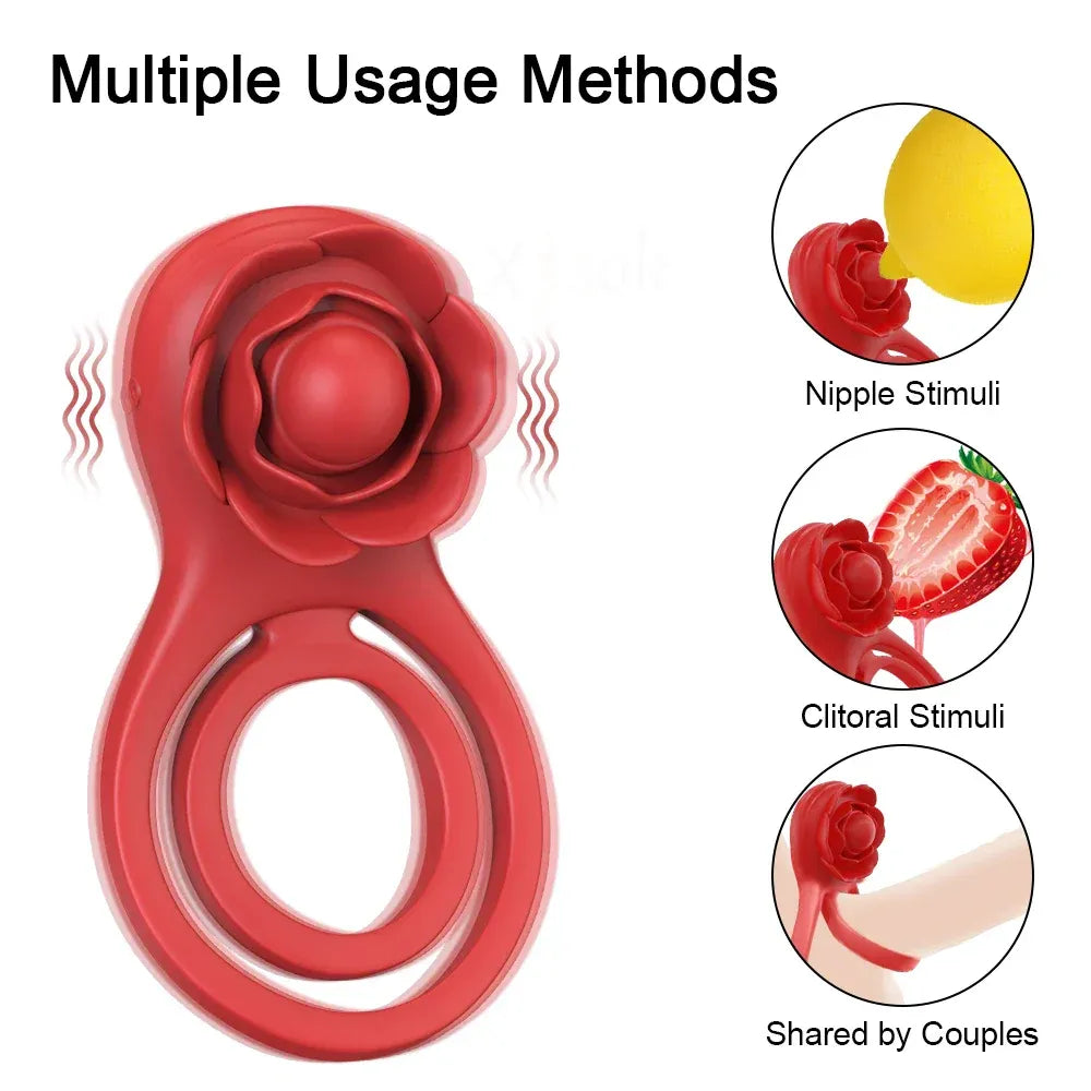 Vibrating Cock Ring for Men Delay Ejaculation Stimulate for Couples - Red