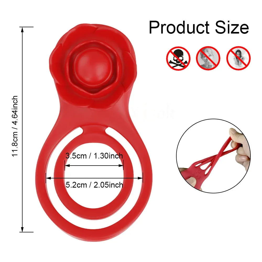Vibrating Cock Ring for Men Delay Ejaculation Stimulate for Couples - Red