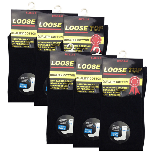 6x Pair COTTON Rich LOOSE TOP SOCKS Dress Medical Circulation Diabetic Comfort -  -